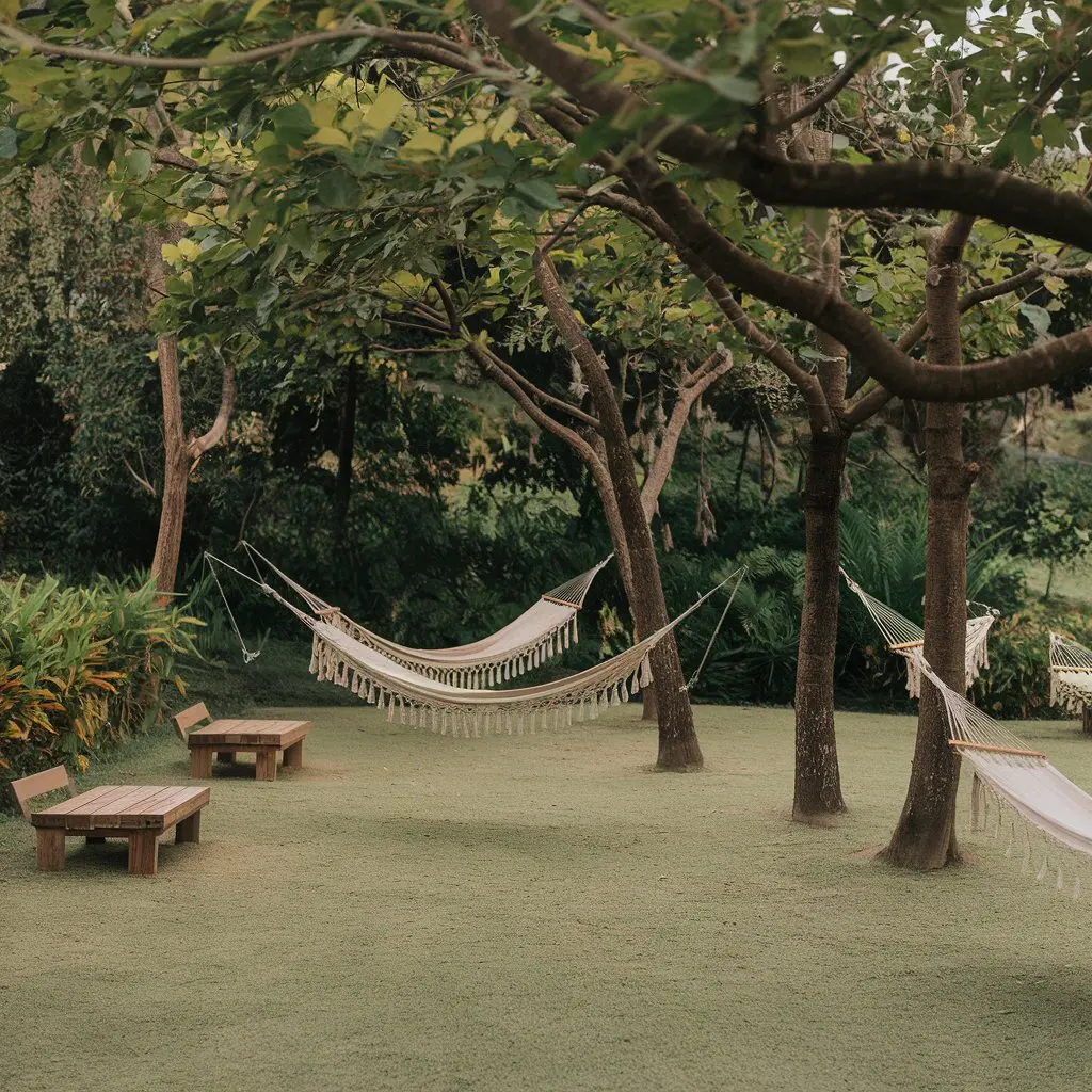 Zona de Relajación y Lectura en los Árboles